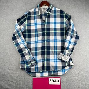 Express Shirt Large Blue White Plaid Casual Classic Button Up Long Sleeve Mens